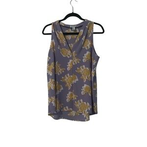 Adrienne Vittadini Women's Purple and Gold Floral Sleeveless Tank Size L